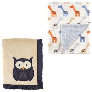 image:image2Pack Plush BlanketOwlBlue Giraffe