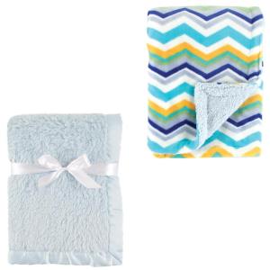 image:image2Pack Plush BlanketPowder BlueBlue Chevron
