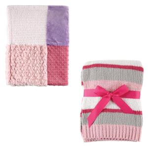 image:imageChenille Blanket amp MultiFabric 12Panel Blanket 2PackGirl