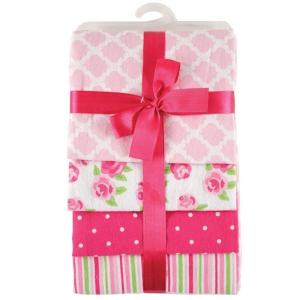 image:imageHudson Baby Flannel Receiving Blankets 4 Pack Pink