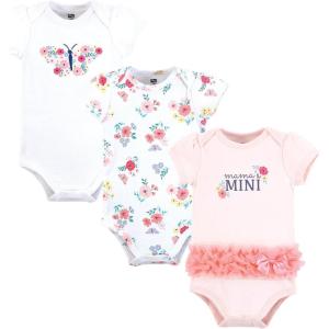 image:imageHudson Baby Infant Girls Cotton Bodysuits 3Pack Butterfly Floral Tutu Preemie