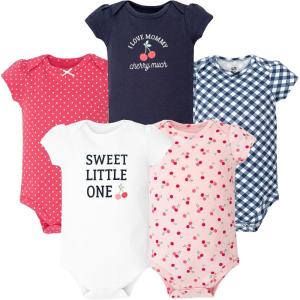 image:imageHudson Baby Infant Girls Cotton Bodysuits 5PackCherry Sweet