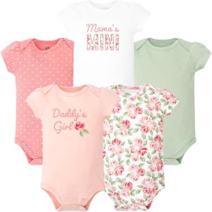 image:imageHudson Baby Infant Girls Cotton Bodysuits 5PackCoral Floral