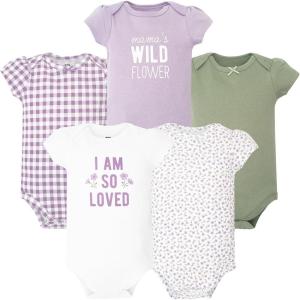 image:imageHudson Baby Infant Girls Cotton Bodysuits 5PackPurple Loved Floral