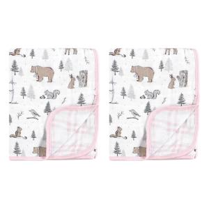 image:imageHudson Baby Unisex Baby 2Pc Muslin Tranquility Quilt Blanket Winter Forest One Size