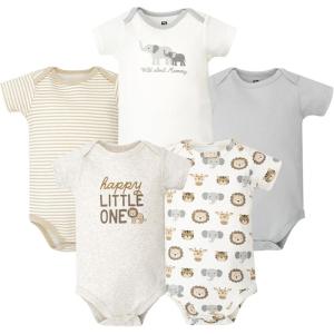 image:imageHudson Baby Unisex Baby Cotton Bodysuits 5PackHappy Little One Safari