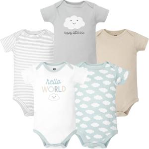 image:imageHudson Baby Unisex Baby Cotton Bodysuits 5PackHello World Clouds