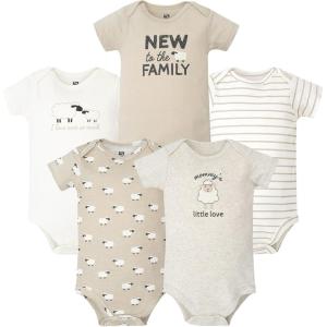 image:imageHudson Baby Unisex Baby Cotton Bodysuits 5PackTaupe Sheep
