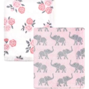 image:imageHudson Baby Unisex Baby Cozy Plush Luxury Blankets 2pk Pink Moose One SizePink Elephants