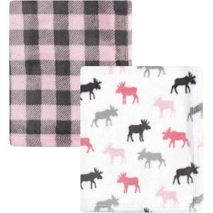image:imageHudson Baby Unisex Baby Cozy Plush Luxury Blankets 2pk Pink Moose One SizePink Moose