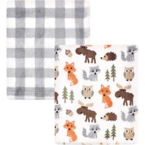 image:imageHudson Baby Unisex Baby Cozy Plush Luxury Blankets 2pk Pink Moose One SizeWoodland