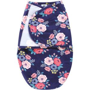 image:imageHudson Baby Unisex Baby Plush Faux Fur Swaddle WrapNavy Bold Floral
