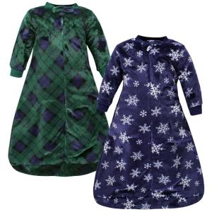 image:imageHudson Baby Unisex Baby Plush LongSleeve Sleeping Bag Sack Wearable Blanket Christmas Tree Truck 09 MonthsNavy Snowflake