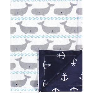 image:imageHudson Baby Unisex Baby Plush Mink Blanket Powder Blue One SizeWhales