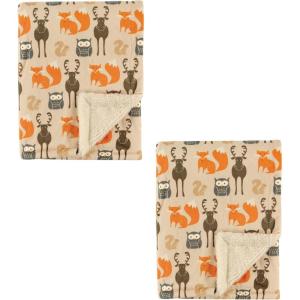 image:imageHudson Baby Unisex Baby Plush Mink and Sherpa Blanket Forest 2Piece One SizeForest 2piece