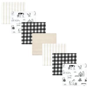 image:imageLittle Treasure Hudson Baby Cotton Poly Flannel Receiving Blankets Multipack Pink Cuteasaurus 30x30 inchesBlack Neutral Farm