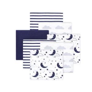 image:imageLittle Treasure Hudson Baby Cotton Poly Flannel Receiving Blankets Multipack Pink Cuteasaurus 30x30 inchesBlue Moon