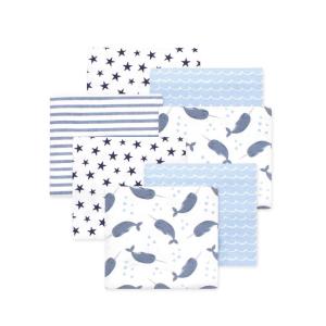 image:imageLittle Treasure Hudson Baby Cotton Poly Flannel Receiving Blankets Multipack Pink Cuteasaurus 30x30 inchesBlue Narwhal