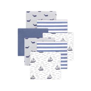 image:imageLittle Treasure Hudson Baby Cotton Poly Flannel Receiving Blankets Multipack Pink Cuteasaurus 30x30 inchesBlue Sailboat