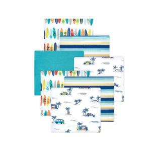 image:imageLittle Treasure Hudson Baby Cotton Poly Flannel Receiving Blankets Multipack Pink Cuteasaurus 30x30 inchesBlue Surfer Dude