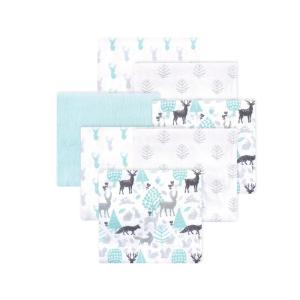 image:imageLittle Treasure Hudson Baby Cotton Poly Flannel Receiving Blankets Multipack Pink Cuteasaurus 30x30 inchesBlue Woodland Neutral