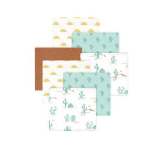 image:imageLittle Treasure Hudson Baby Cotton Poly Flannel Receiving Blankets Multipack Pink Cuteasaurus 30x30 inchesBrown Desert Cactus