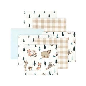 image:imageLittle Treasure Hudson Baby Cotton Poly Flannel Receiving Blankets Multipack Pink Cuteasaurus 30x30 inchesBrown Woodland Pals