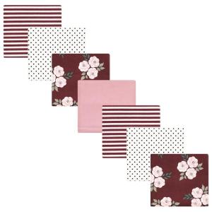 image:imageLittle Treasure Hudson Baby Cotton Poly Flannel Receiving Blankets Multipack Pink Cuteasaurus 30x30 inchesBurgundy Florals