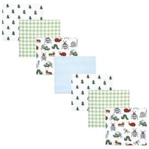 image:imageLittle Treasure Hudson Baby Cotton Poly Flannel Receiving Blankets Multipack Pink Cuteasaurus 30x30 inchesGreen Bugs