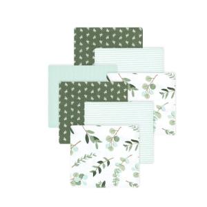 image:imageLittle Treasure Hudson Baby Cotton Poly Flannel Receiving Blankets Multipack Pink Cuteasaurus 30x30 inchesGreen Eucalyptus