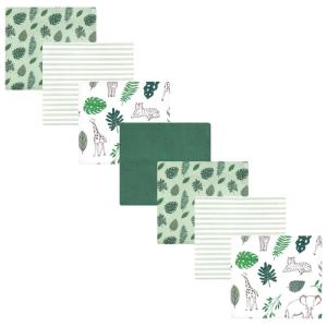 image:imageLittle Treasure Hudson Baby Cotton Poly Flannel Receiving Blankets Multipack Pink Cuteasaurus 30x30 inchesGreen Jungle