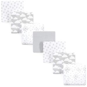 image:imageLittle Treasure Hudson Baby Cotton Poly Flannel Receiving Blankets Multipack Pink Cuteasaurus 30x30 inchesGrey Clouds