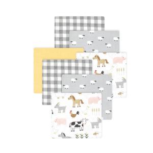 image:imageLittle Treasure Hudson Baby Cotton Poly Flannel Receiving Blankets Multipack Pink Cuteasaurus 30x30 inchesGrey Cute Farm