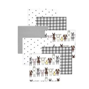 image:imageLittle Treasure Hudson Baby Cotton Poly Flannel Receiving Blankets Multipack Pink Cuteasaurus 30x30 inchesGrey Farm Friends