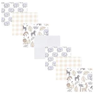 image:imageLittle Treasure Hudson Baby Cotton Poly Flannel Receiving Blankets Multipack Pink Cuteasaurus 30x30 inchesGrey Neutral Safari