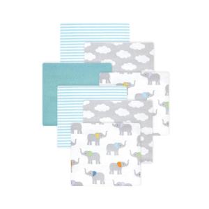 image:imageLittle Treasure Hudson Baby Cotton Poly Flannel Receiving Blankets Multipack Pink Cuteasaurus 30x30 inchesGrey Teal Elephant