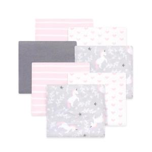 image:imageLittle Treasure Hudson Baby Cotton Poly Flannel Receiving Blankets Multipack Pink Cuteasaurus 30x30 inchesGrey Whimsical Unicorn