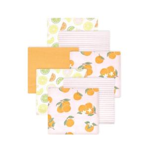 image:imageLittle Treasure Hudson Baby Cotton Poly Flannel Receiving Blankets Multipack Pink Cuteasaurus 30x30 inchesOrange Citrus Orange
