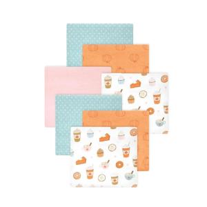 image:imageLittle Treasure Hudson Baby Cotton Poly Flannel Receiving Blankets Multipack Pink Cuteasaurus 30x30 inchesOrange Pumpkin Spice