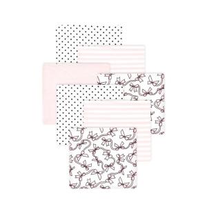 image:imageLittle Treasure Hudson Baby Cotton Poly Flannel Receiving Blankets Multipack Pink Cuteasaurus 30x30 inchesPink Bow