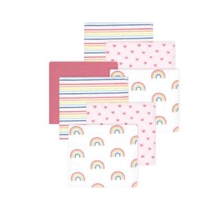 image:imageLittle Treasure Hudson Baby Cotton Poly Flannel Receiving Blankets Multipack Pink Cuteasaurus 30x30 inchesPink Creative Rainbow