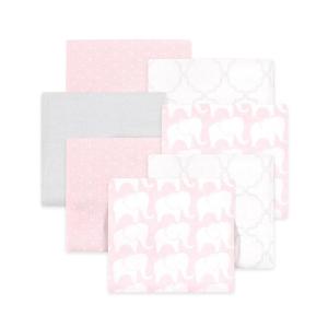 image:imageLittle Treasure Hudson Baby Cotton Poly Flannel Receiving Blankets Multipack Pink Cuteasaurus 30x30 inchesPink Elephant