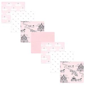 image:imageLittle Treasure Hudson Baby Cotton Poly Flannel Receiving Blankets Multipack Pink Cuteasaurus 30x30 inchesPink Fairytale Princess
