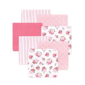 image:imageLittle Treasure Hudson Baby Cotton Poly Flannel Receiving Blankets Multipack Pink Cuteasaurus 30x30 inchesPink Garden