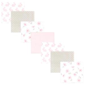 image:imageLittle Treasure Hudson Baby Cotton Poly Flannel Receiving Blankets Multipack Pink Cuteasaurus 30x30 inchesPink Honey Bunnies