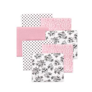 image:imageLittle Treasure Hudson Baby Cotton Poly Flannel Receiving Blankets Multipack Pink Cuteasaurus 30x30 inchesPink Toile