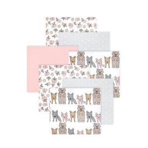 image:imageLittle Treasure Hudson Baby Cotton Poly Flannel Receiving Blankets Multipack Pink Cuteasaurus 30x30 inchesPink Wild Forest