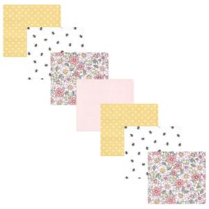 image:imageLittle Treasure Hudson Baby Cotton Poly Flannel Receiving Blankets Multipack Pink Cuteasaurus 30x30 inchesPink Yellow Pretty Florals