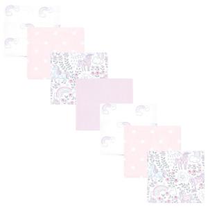 image:imageLittle Treasure Hudson Baby Cotton Poly Flannel Receiving Blankets Multipack Pink Cuteasaurus 30x30 inchesPurple Dreamy Unicorn