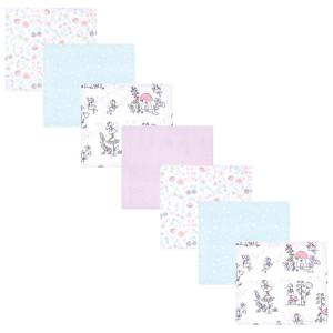 image:imageLittle Treasure Hudson Baby Cotton Poly Flannel Receiving Blankets Multipack Pink Cuteasaurus 30x30 inchesPurple Garden Fairies
